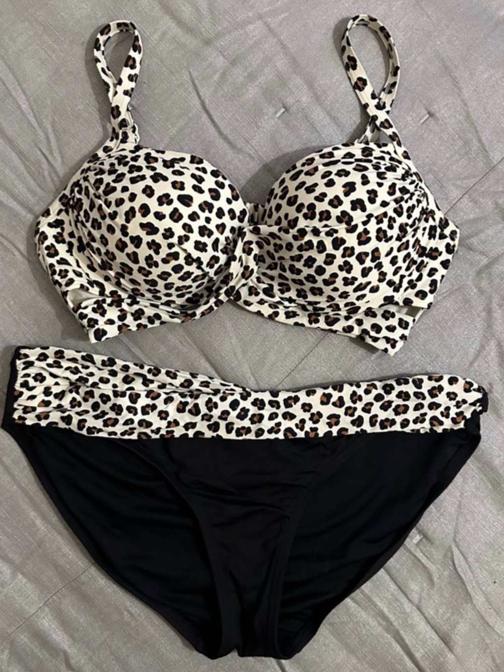 Coco Reef Leopard Print and Black Bikini Set